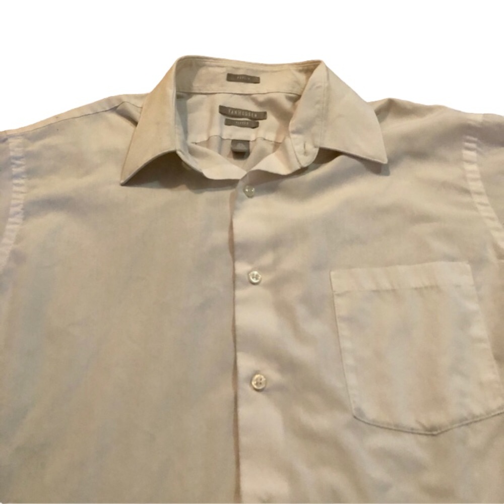 White Long Sleeve Button Down Fitted Shirt with Pocket 15 1/2 - 32/33